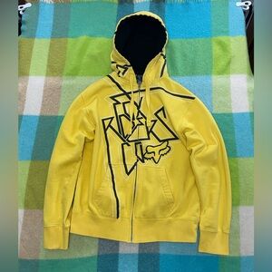 Fox racing yellow y2k full zip hoodie